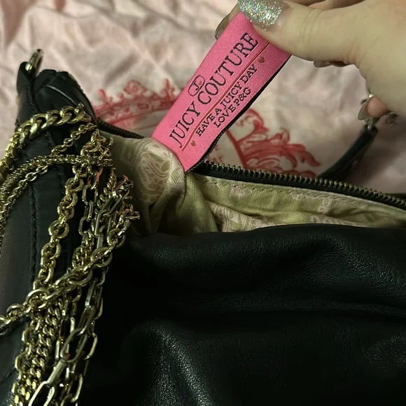 Vintage Juicy Couture black purse with gold chain accents - Picture 5 of 6